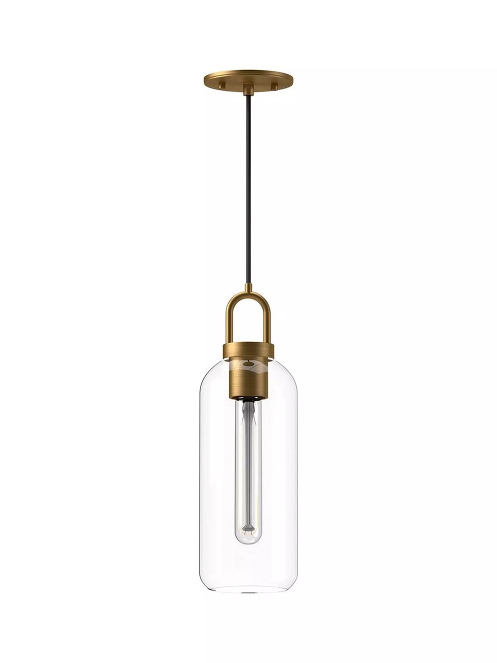 Modern Glass Pendant Light in Brass Finish